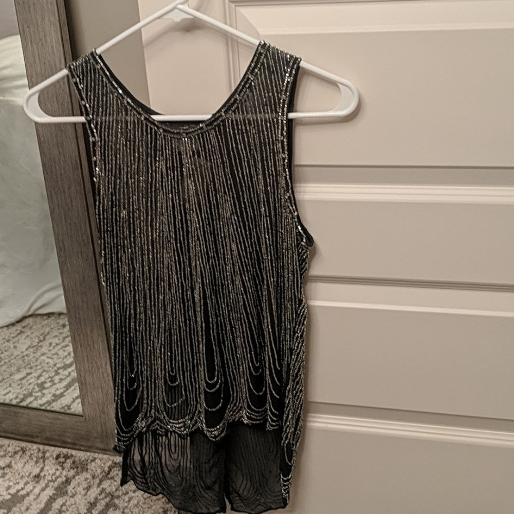 NWT Parker Silk and Beaded Prussian Blue Tank